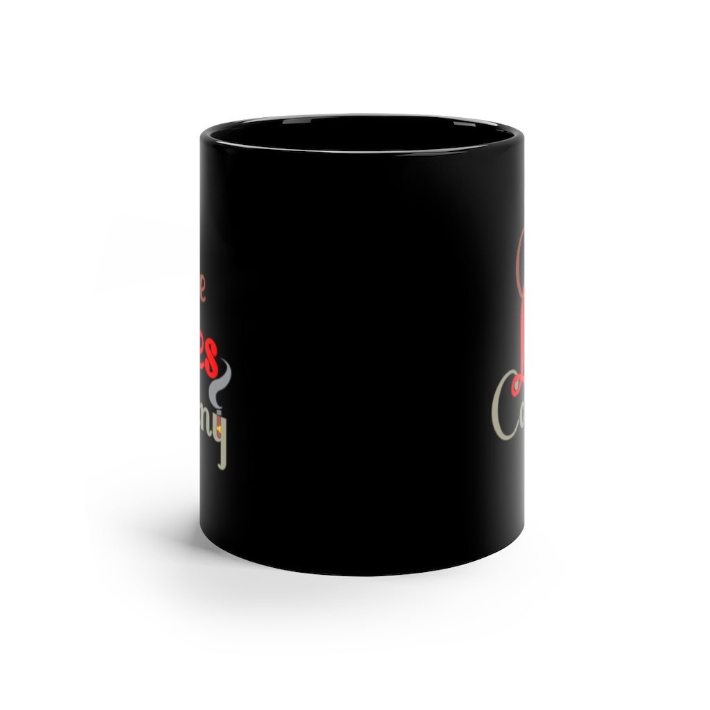 Coffee Loves Company Mug, 11oz Black Mug